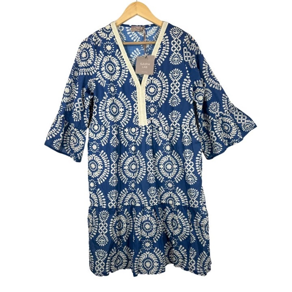 Boutique Blue and White Plunge Sundress